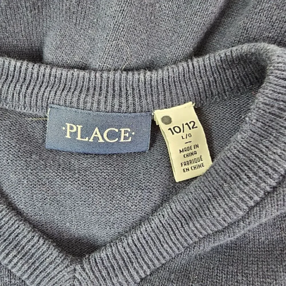 Children's Place Boys Sweater Vest Navy Blue V-Neck Size 10/12‎ School Uniform